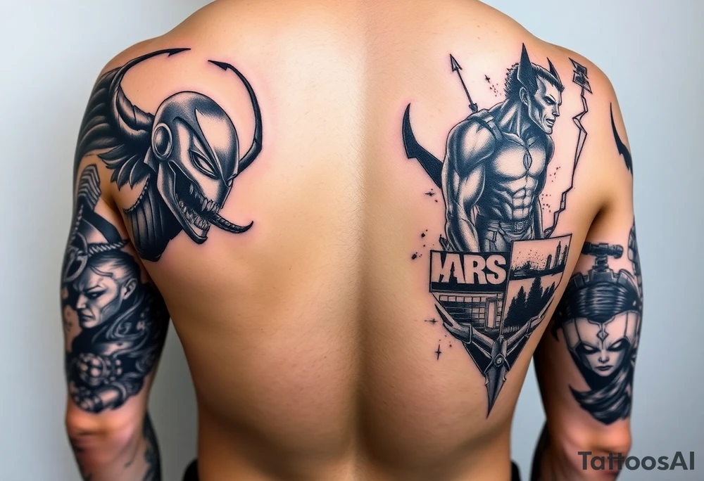 I want to get sleeves, but my arms are smaller. I want my left sleeve to be marvel, comic villains, and I want my right sleeve to be marvel comic heroes. I would like as many characters as possible on my sleeves and they can be separated with things like webbing, infinity, saga related, cosmic, lightning, or cityscapes I would like my characters to be less of the mainstream characters in the Marvel, cinematic universe, and more characters from stories throughout marvels history.  Andi want these to be arms sleeves not a back tattoo tattoo idea