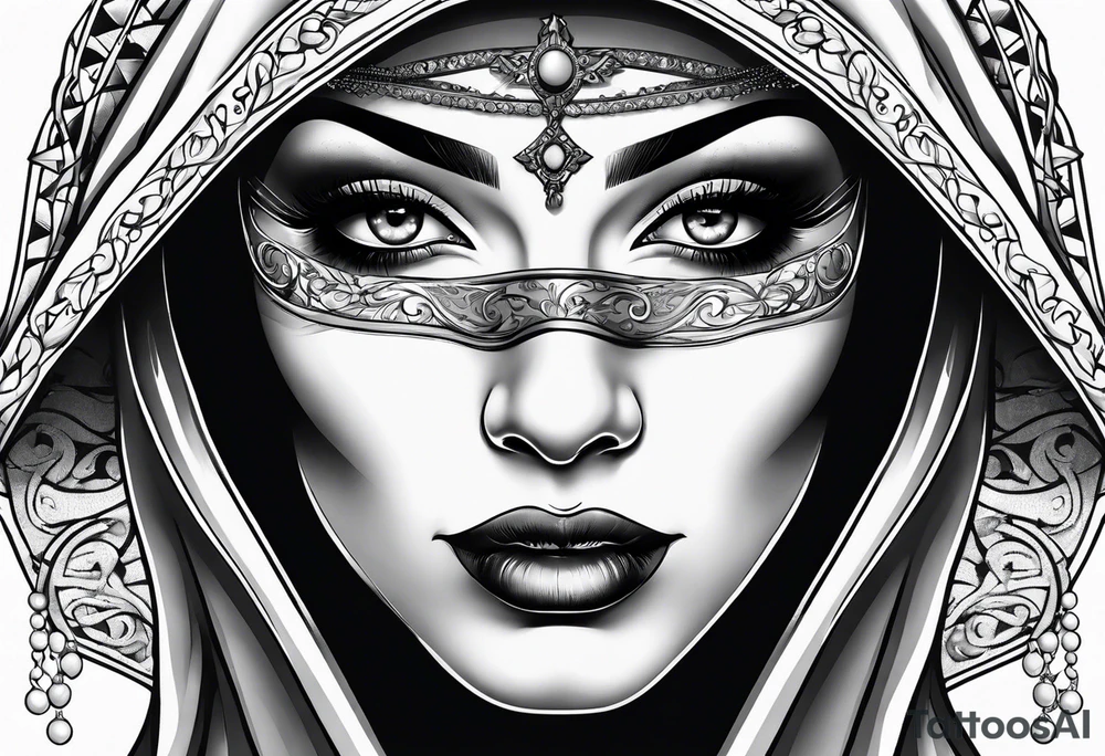 nun with nails in her eyes tattoo idea