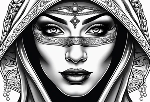 nun with nails in her eyes tattoo idea