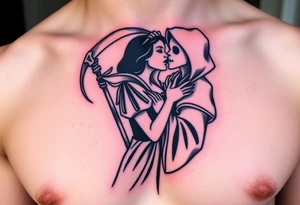 Snow White kiss of death kissing grim reaper tattoo idea