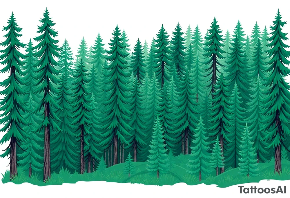 green forest background tattoo idea