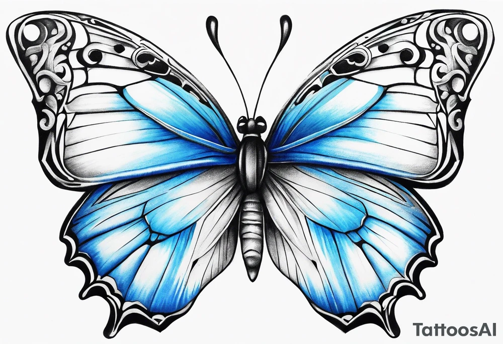 Blue butterfly tattoo idea