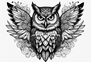 An owl with Dead head moth wings tattoo idea