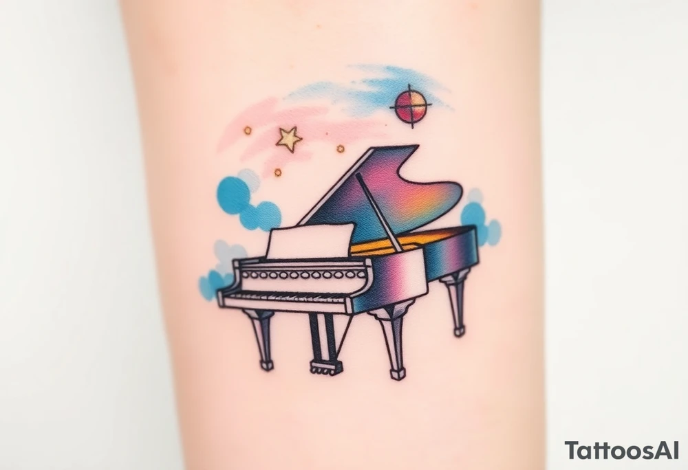 a grand piano under the stars tattoo idea