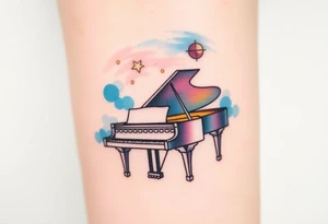 a grand piano under the stars tattoo idea