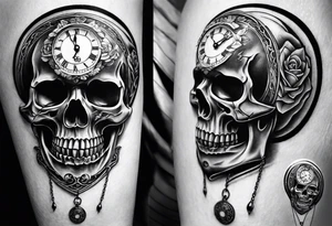 skull with pocket watch tattoo idea