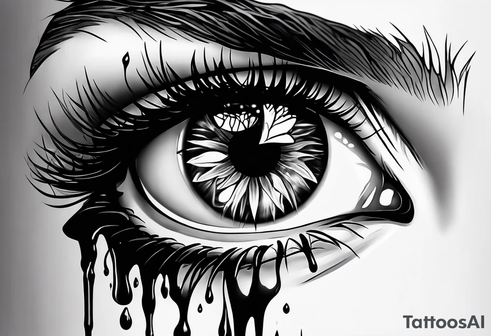 Eye melting with wax drips tattoo idea