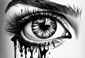 Eye melting with wax drips tattoo idea