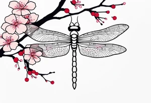 dragon fly with cherry blossoms tattoo idea