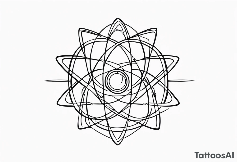 small minimalistic quantum atom spritual tattoo idea