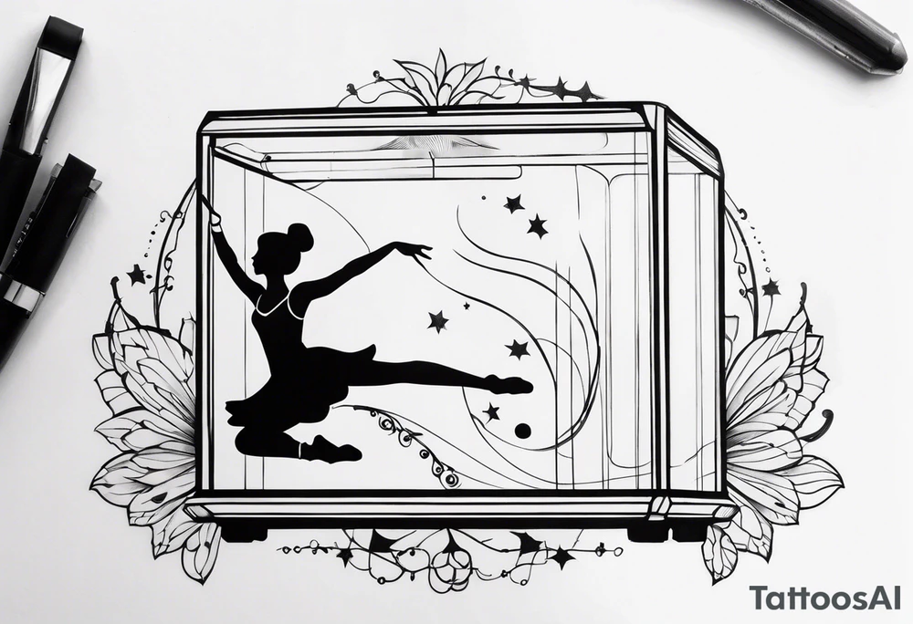 music box with a floating ballerina tattoo idea