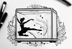 music box with a floating ballerina tattoo idea