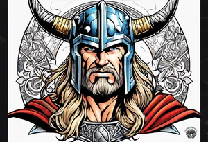 The Mighty Thor from comics in the 70's with a vignette in the background tattoo idea