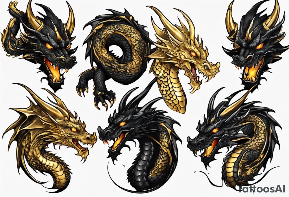black and gold dragon tattoo idea