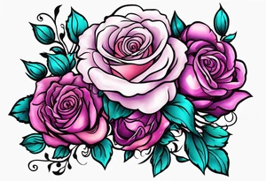 Dad 06-07-14, roses, teal, pink, purple tattoo idea