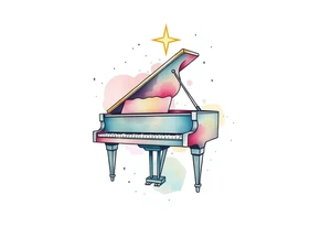 dreamy grand piano under the star tattoo idea