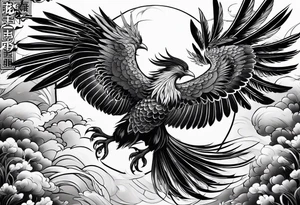 traditional Japanese phoenix high detail tattoo idea