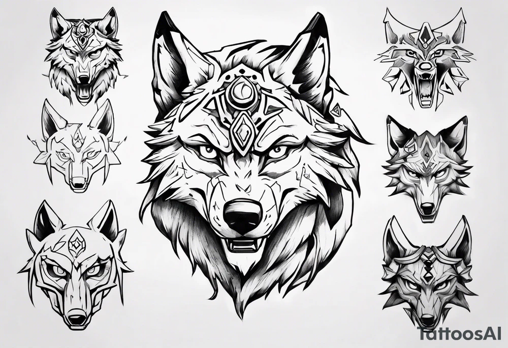 wolf head from zelda breath of the wild tattoo idea