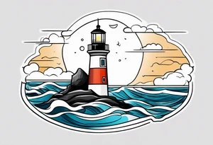 Leuchtturm 
Felsen 
Welle 
Schiff tattoo idea