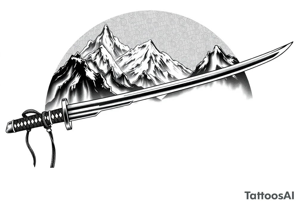 Japanese katana, cutting mountains tattoo idea