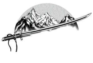 Japanese katana, cutting mountains tattoo idea