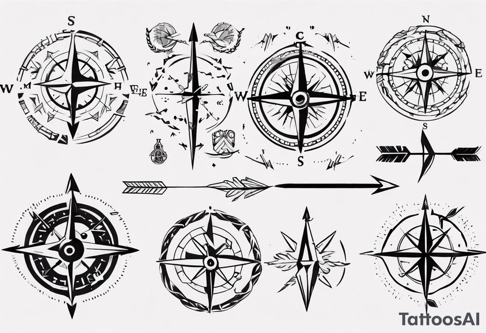 arrow and compass together tattoo idea