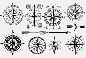 arrow and compass together tattoo idea