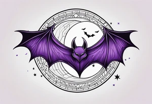 Purple bats and moon tattoo idea