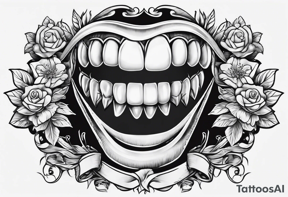 two hands wrapped around a white, shiny tooth tattoo idea two hands wrapped around a white, shiny tooth tattoo idea