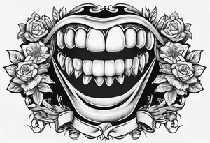 two hands wrapped around a white, shiny tooth tattoo idea