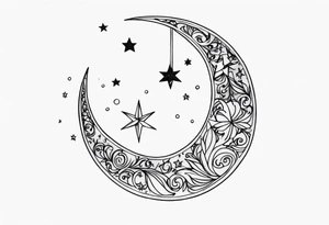Crescent Moon & Stars tattoo idea