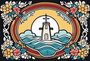 baptize in water


old school vintage simple traditional design with vintage flowers surrounding
bold color simple tattoo idea