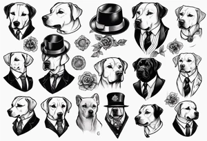 A labrador in a double breasted suit tattoo idea