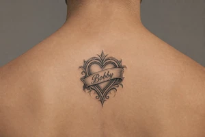 Heart cute adorable beautiful girly preppy heart tattoos with women boyfriends name that is named Bobby tattoo idea