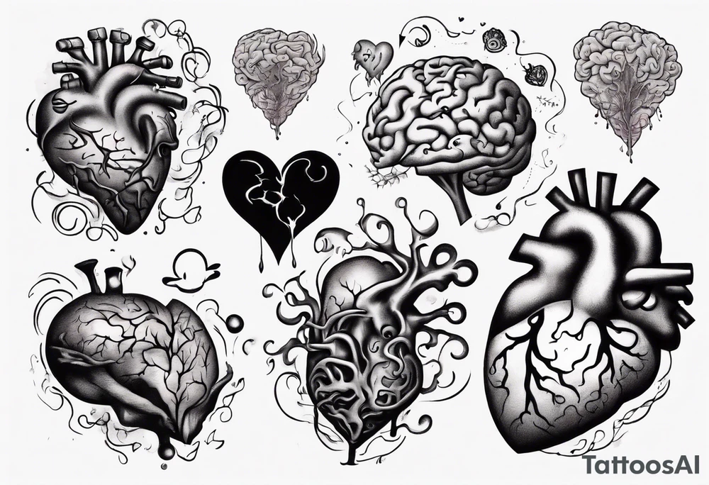 Heart and brain floating away tattoo idea