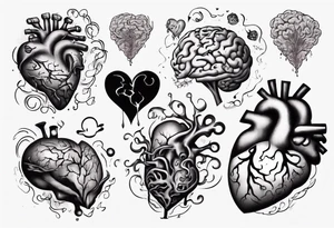 Heart and brain floating away tattoo idea