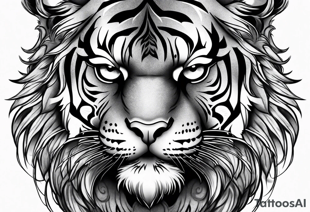 Tiger with owl eyes tattoo idea