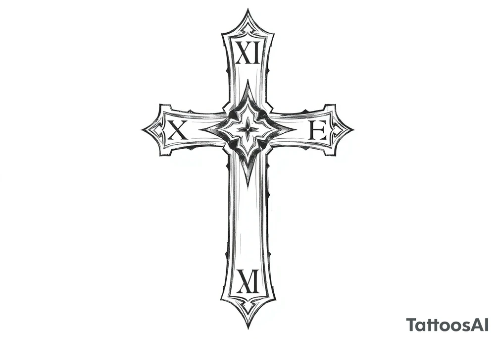 Roman numeral cross tattoo idea