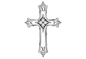 Roman numeral cross tattoo idea