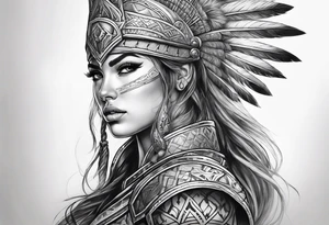 Realistic warrior girl tattoo idea