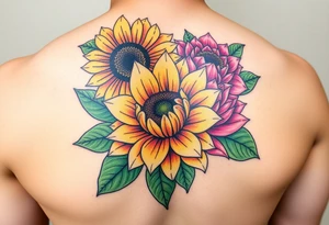 Sunflower, peony, cherry blossom, lotus, Delilah’s tattoo idea