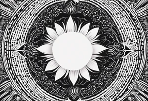 simple sun made of black dots and circles tattoo idea