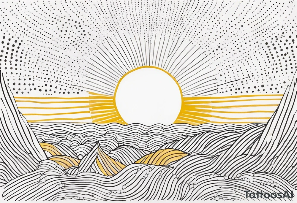 scandi looking sunshine made of dots tattoo idea