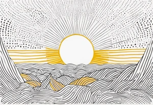 scandi looking sunshine made of dots tattoo idea