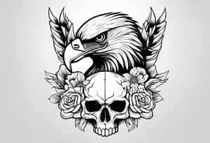 incorporate an eagle, with skull and flowers, can you make it vertical tattoo idea
