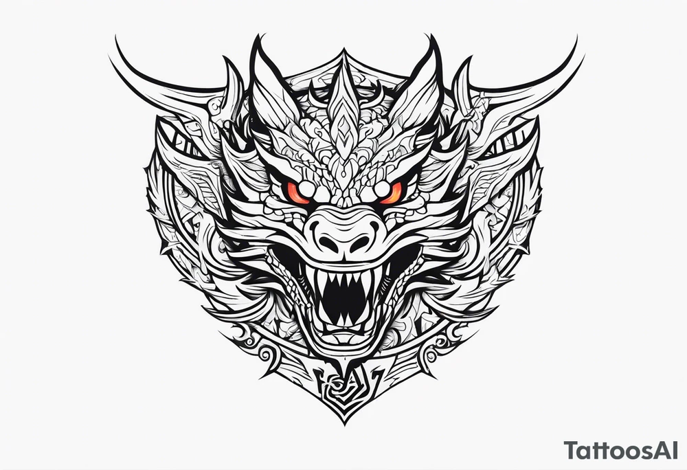 Valhalla sword shield dragon head tattoo idea