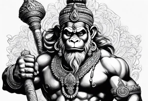 Hanuman ji with mace tattoo idea