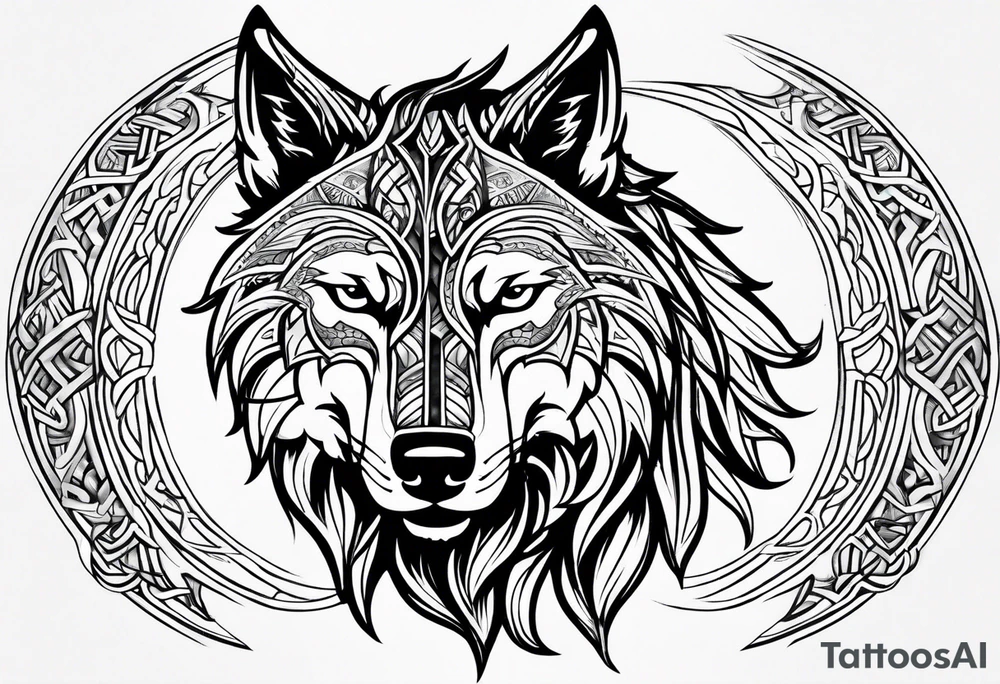 Viking wolf tattoo idea
