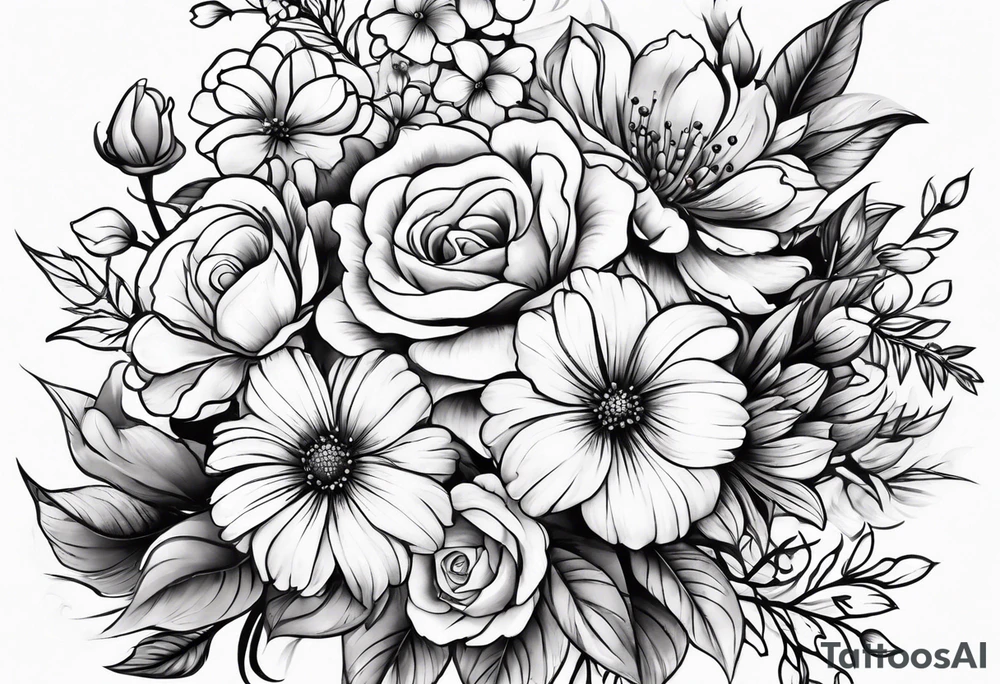 Flower bouquet tattoo idea