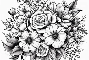 Flower bouquet tattoo idea